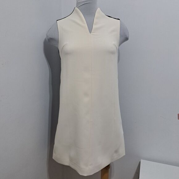 Saturday Club V Neck Feminine Colorblock Shift Mini Dress Cream & Black XXS NWT - Picture 14 of 14